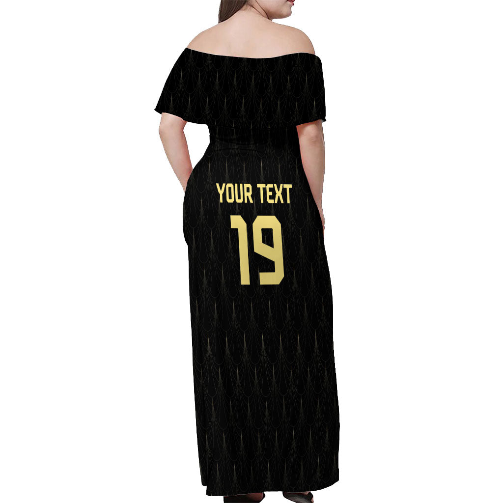 Custom World Football 2026 Austria Off Shoulder Maxi Dress Austrian Eagles Black Glory