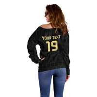 Custom World Football 2026 Austria Off Shoulder Sweater Austrian Eagles Black Glory