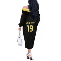 Custom World Football 2026 Austria Off The Shoulder Long Sleeve Dress Austrian Eagles Black Glory