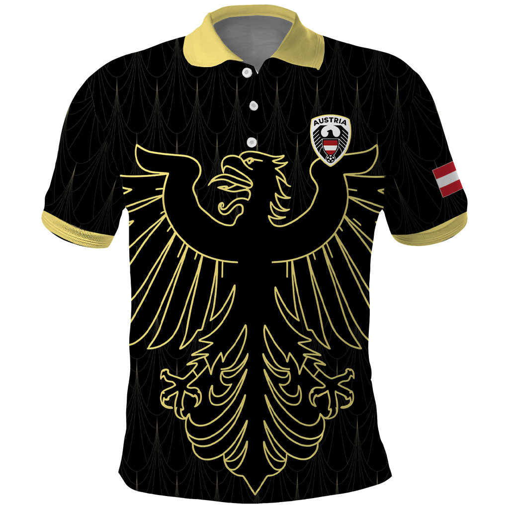Custom World Football 2026 Austria Polo Shirt Austrian Eagles Black Glory