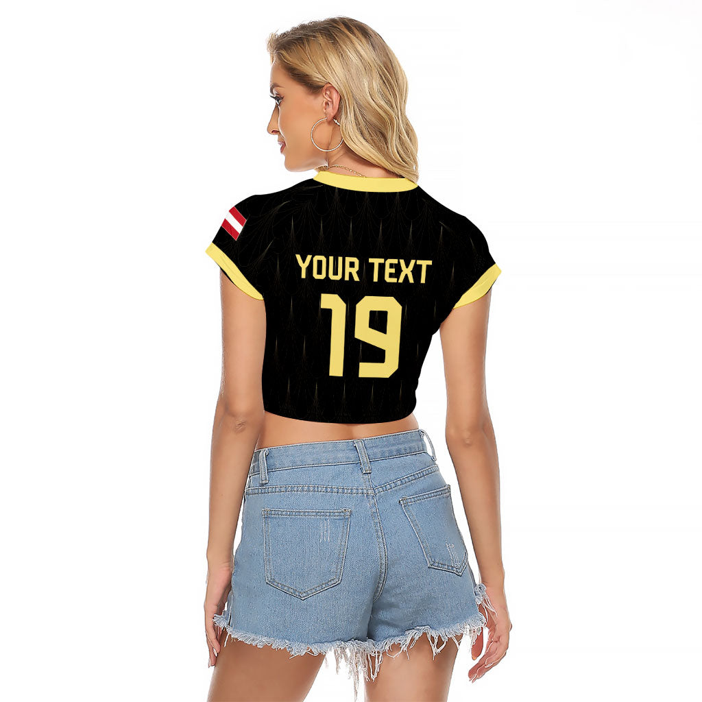 Custom World Football 2026 Austria Raglan Cropped T Shirt Austrian Eagles Black Glory