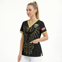 Custom World Football 2026 Austria Scrub Top Austrian Eagles Black Glory