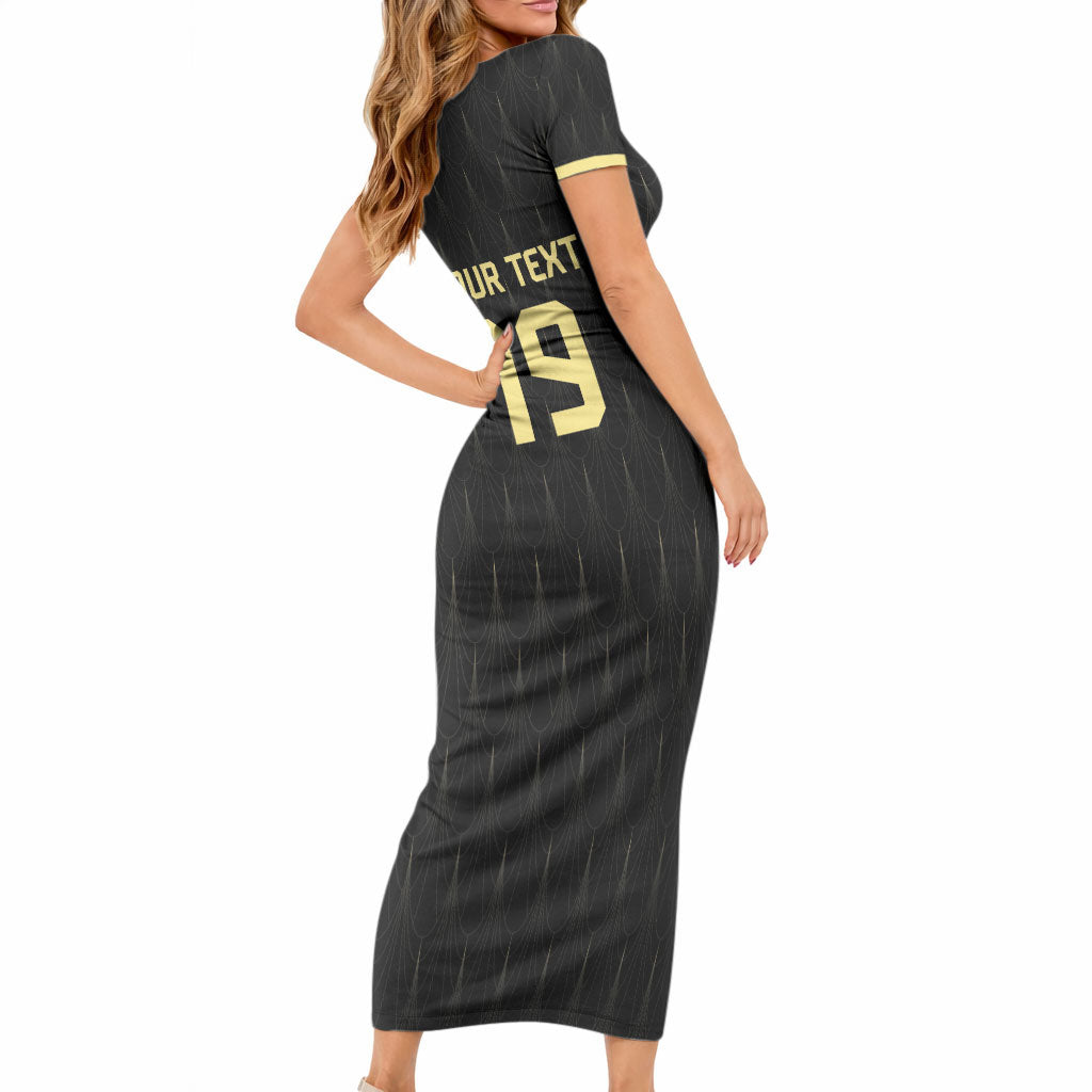 Custom World Football 2026 Austria Short Sleeve Bodycon Dress Austrian Eagles Black Glory LT19