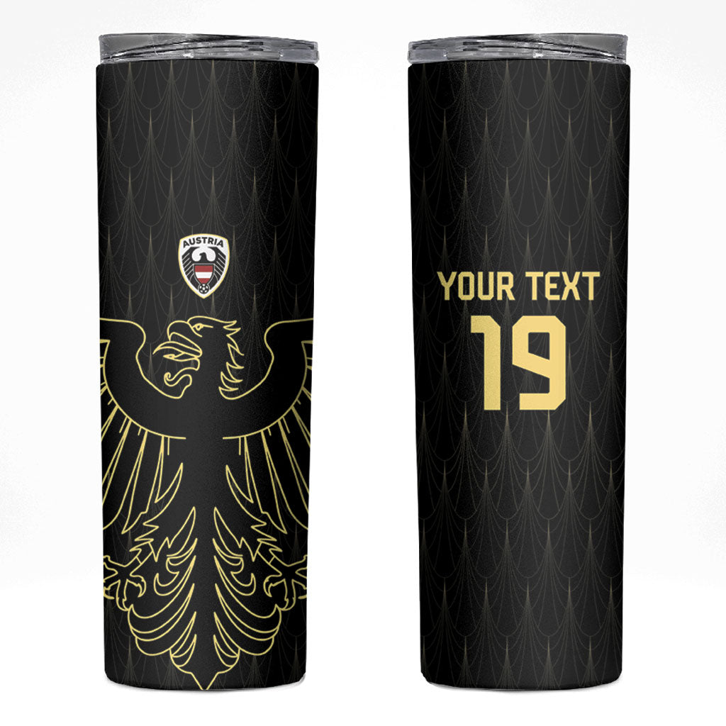 Custom World Football 2026 Austria Skinny Tumbler Austrian Eagles Black Glory