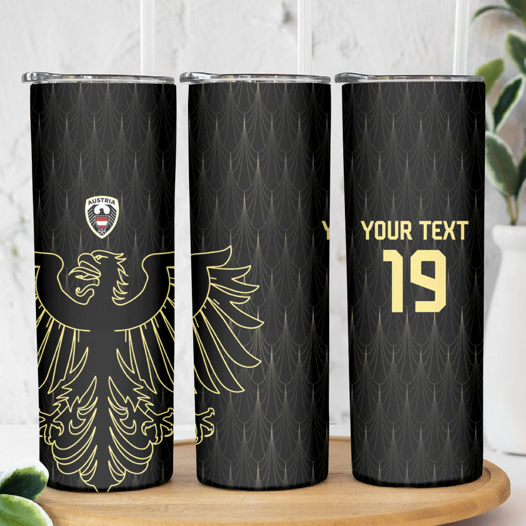 Custom World Football 2026 Austria Skinny Tumbler Austrian Eagles Black Glory