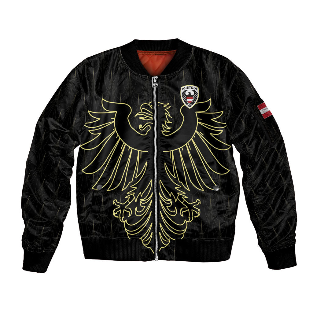 Custom World Football 2026 Austria Sleeve Zip Bomber Jacket Austrian Eagles Black Glory