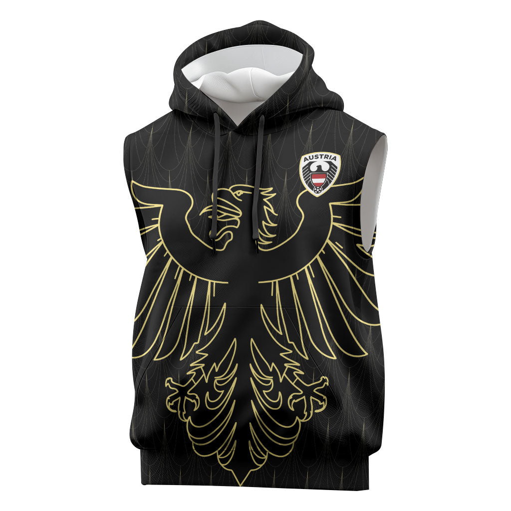 Custom World Football 2026 Austria Sleeveless Hoodie Austrian Eagles Black Glory