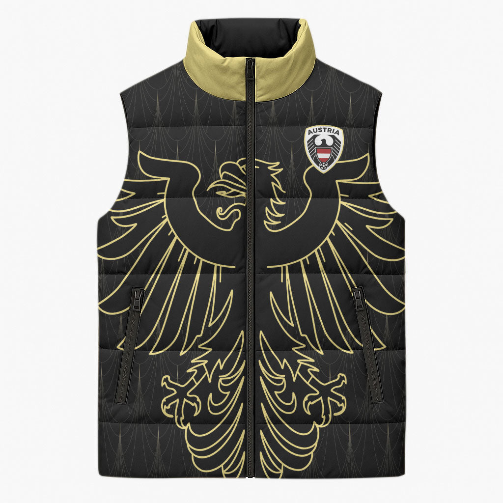 Custom World Football 2026 Austria Sleeveless Puffer Jacket Austrian Eagles Black Glory