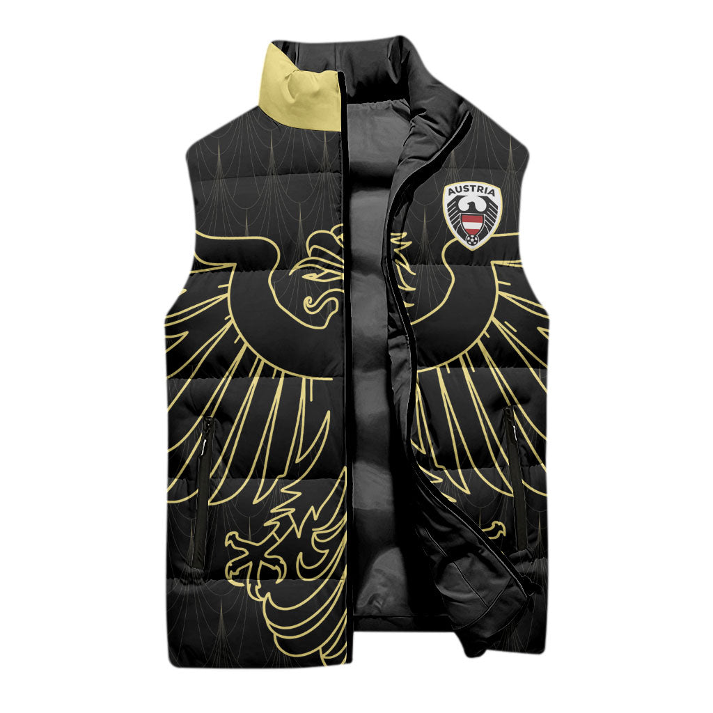 Custom World Football 2026 Austria Sleeveless Puffer Jacket Austrian Eagles Black Glory