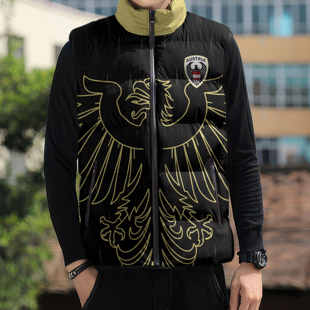 Custom World Football 2026 Austria Sleeveless Puffer Jacket Austrian Eagles Black Glory