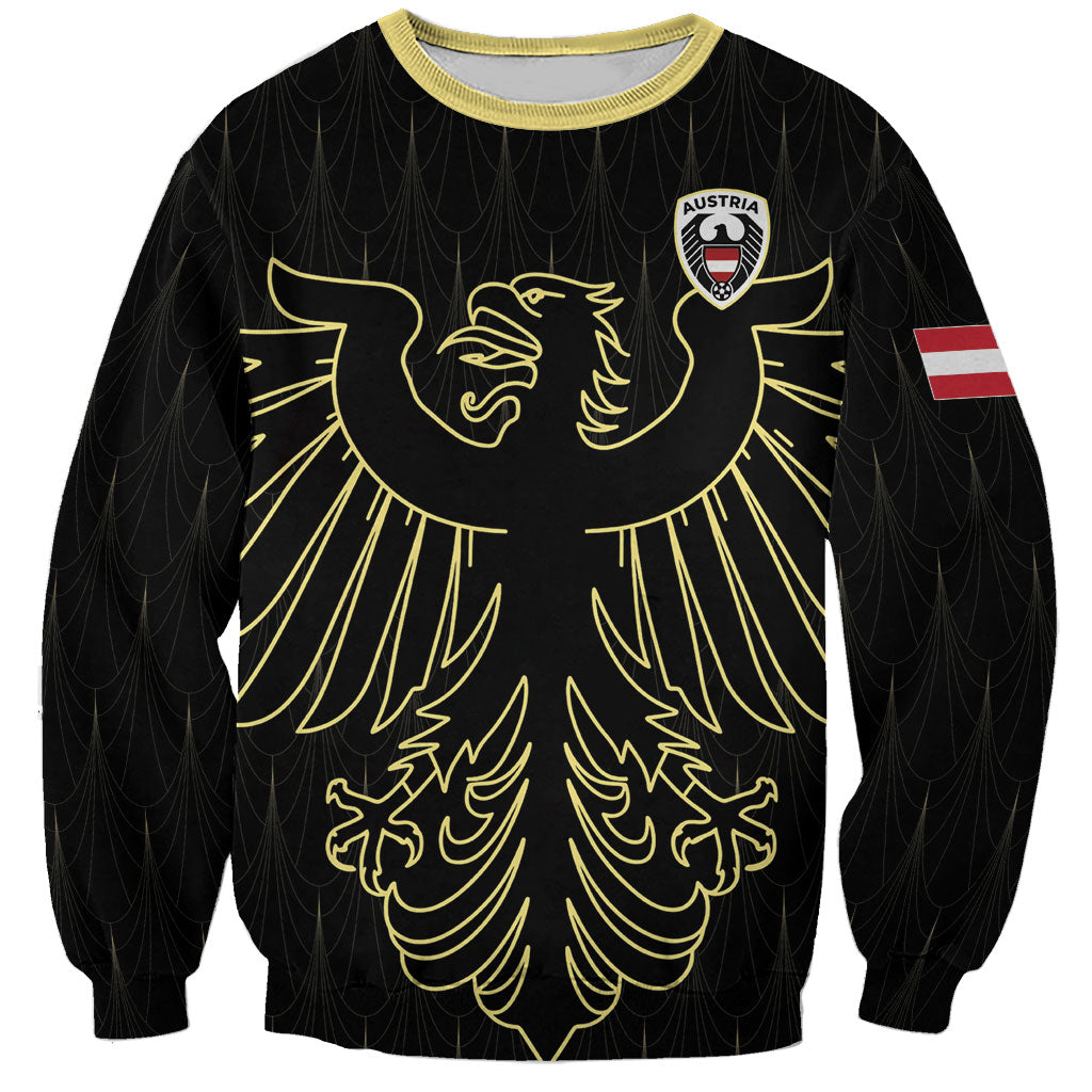 Custom World Football 2026 Austria Sweatshirt Austrian Eagles Black Glory