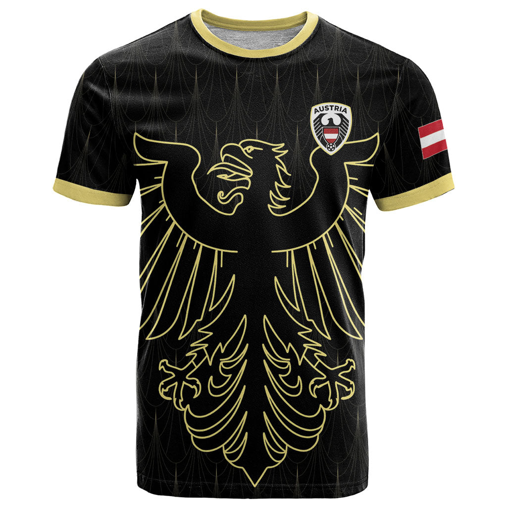 Custom World Football 2026 Austria T Shirt Austrian Eagles Black Glory