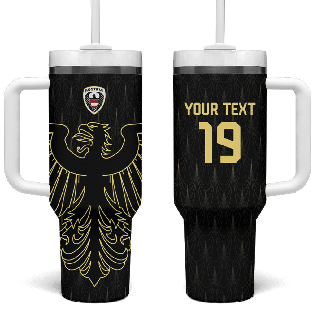 Custom World Football 2026 Austria Tumbler With Handle Austrian Eagles Black Glory