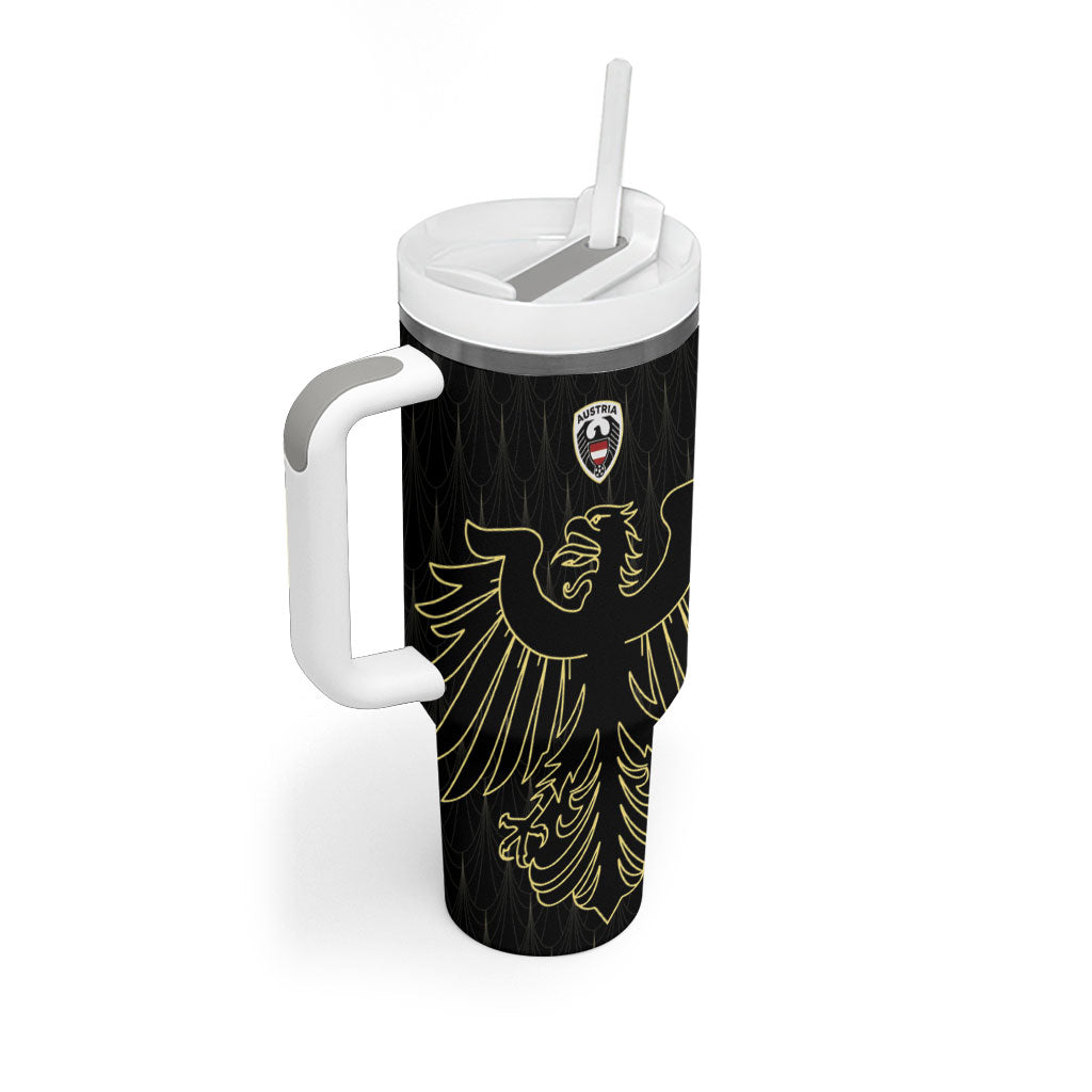Custom World Football 2026 Austria Tumbler With Handle Austrian Eagles Black Glory