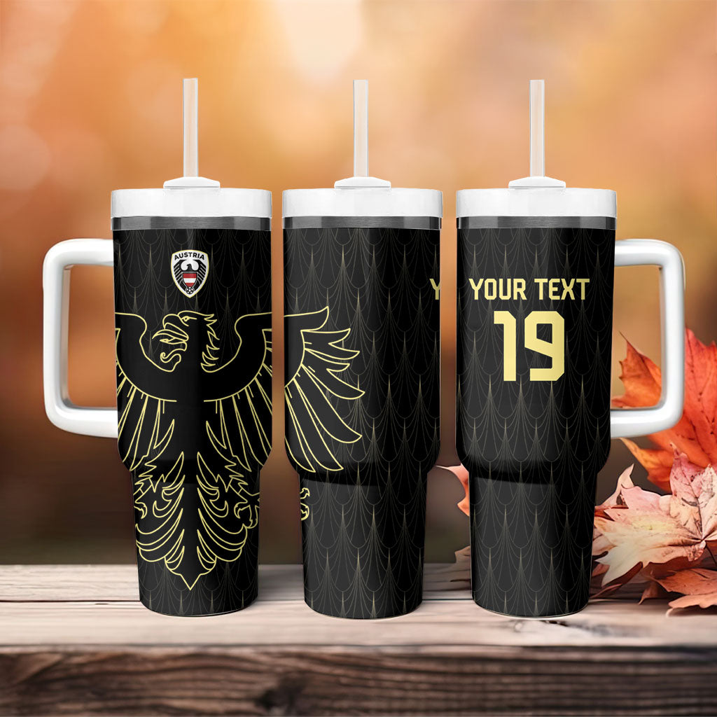 Custom World Football 2026 Austria Tumbler With Handle Austrian Eagles Black Glory