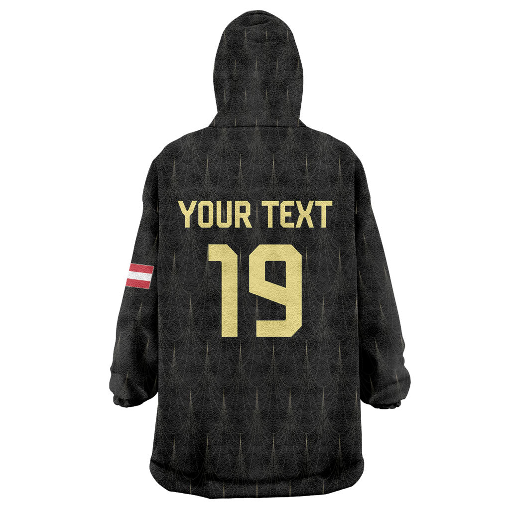 Custom World Football 2026 Austria Wearable Blanket Hoodie Austrian Eagles Black Glory