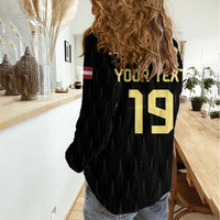 Custom World Football 2026 Austria Women Casual Shirt Austrian Eagles Black Glory