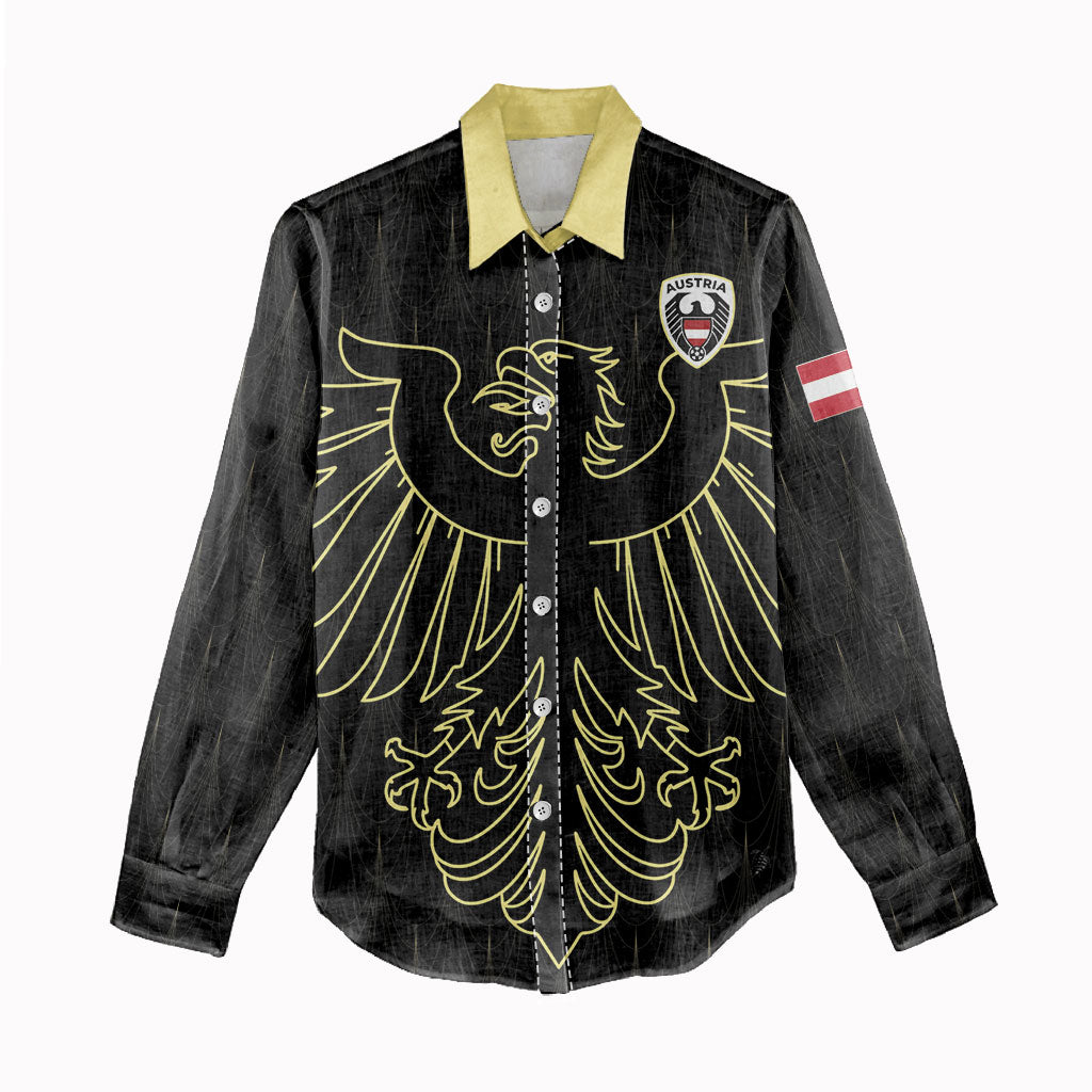 Custom World Football 2026 Austria Women Casual Shirt Austrian Eagles Black Glory
