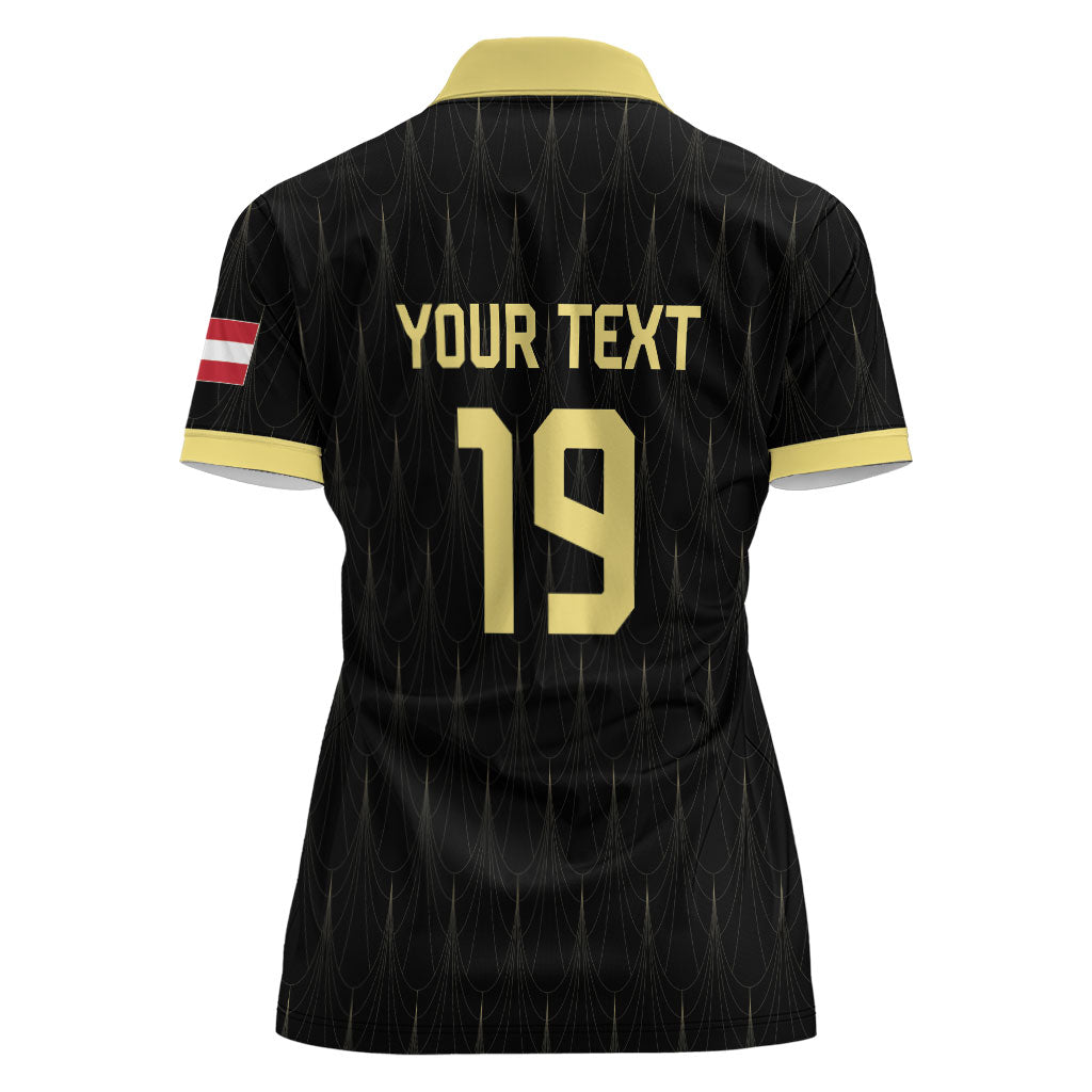 Custom World Football 2026 Austria Women Polo Shirt Austrian Eagles Black Glory