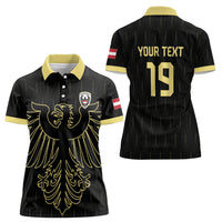 Custom World Football 2026 Austria Women Polo Shirt Austrian Eagles Black Glory