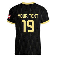 Custom World Football 2026 Austria Women V-Neck T-Shirt Austrian Eagles Black Glory
