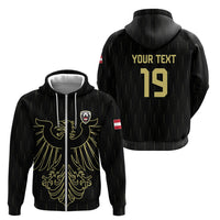 Custom World Football 2026 Austria Zip Hoodie Austrian Eagles Black Glory