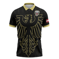 Custom World Football 2026 Austria Zipper Polo Shirt Austrian Eagles Black Glory