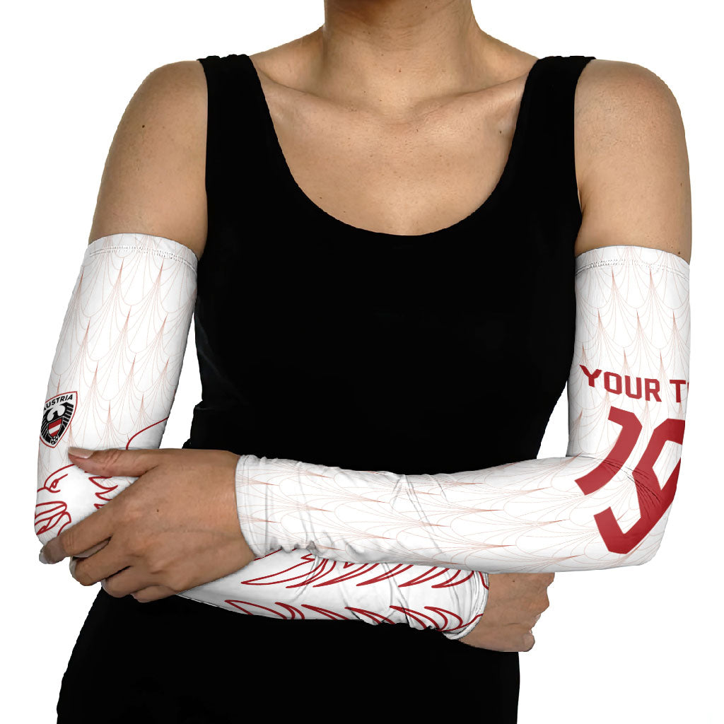 Custom World Football 2026 Austria Arm Sleeves Austrian Eagles White Glory