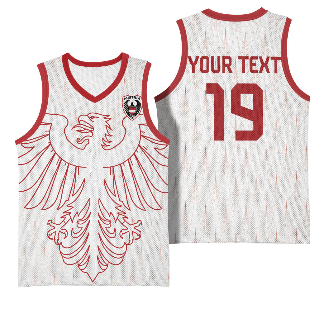 Custom World Football 2026 Austria Basketball Jersey Austrian Eagles White Glory
