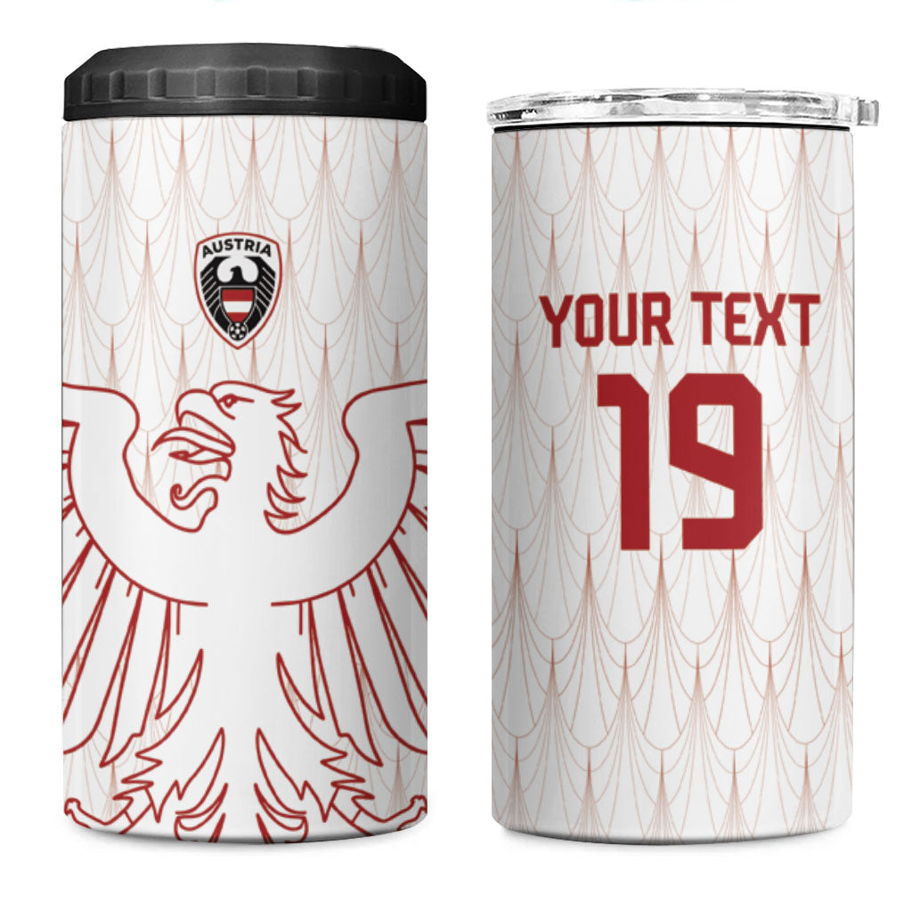 Custom World Football 2026 Austria 4 in 1 Can Cooler Tumbler Austrian Eagles White Glory