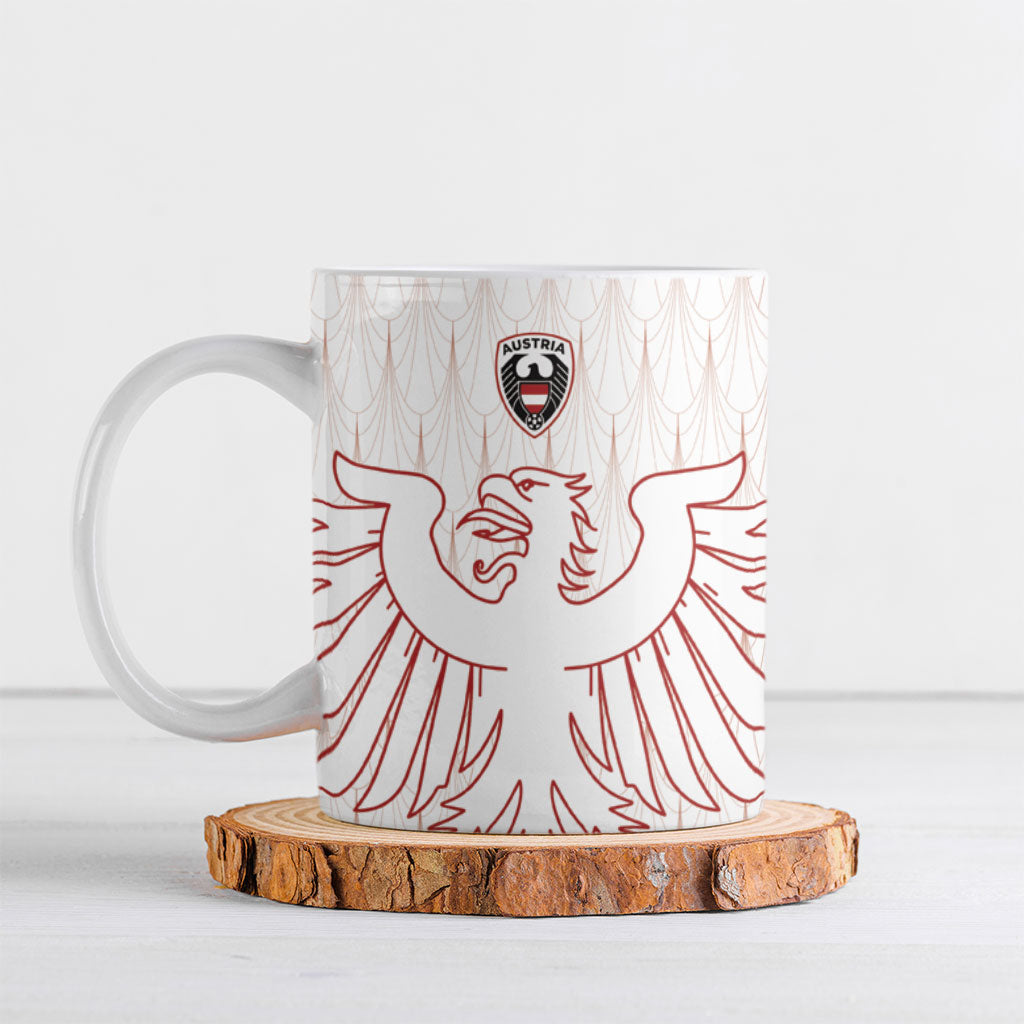 Custom World Football 2026 Austria Ceramic Mug Austrian Eagles White Glory