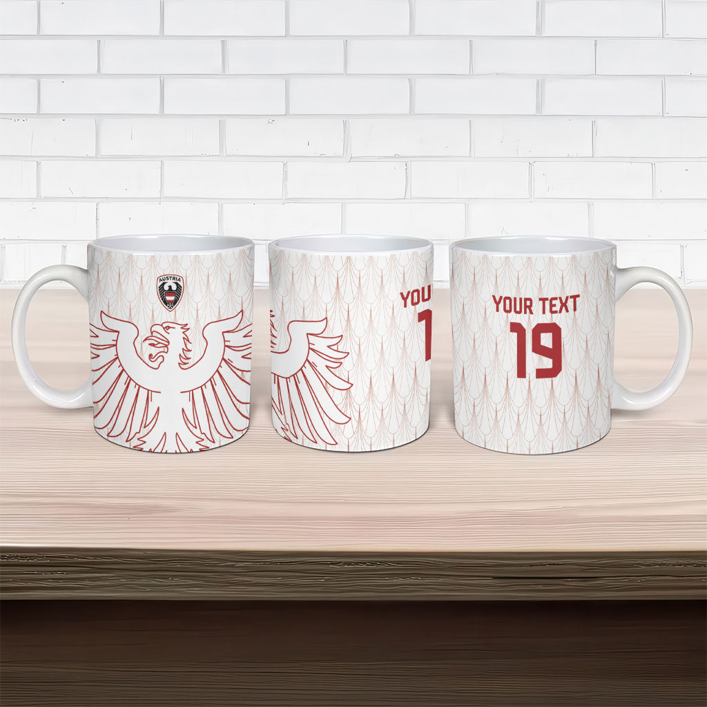 Custom World Football 2026 Austria Ceramic Mug Austrian Eagles White Glory