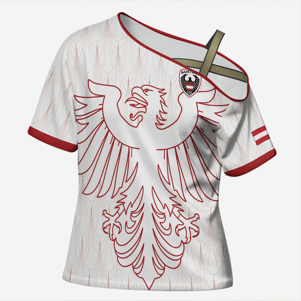 Custom World Football 2026 Austria Cross Shoulder Shirt Austrian Eagles White Glory