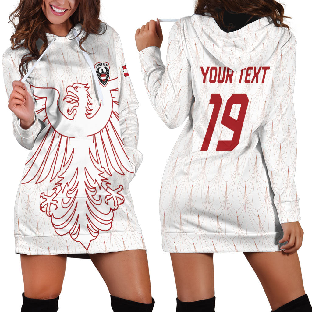 Custom World Football 2026 Austria Hoodie Dress Austrian Eagles White Glory
