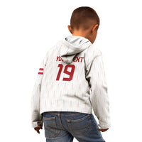 Custom World Football 2026 Austria Kid Hoodie Austrian Eagles White Glory
