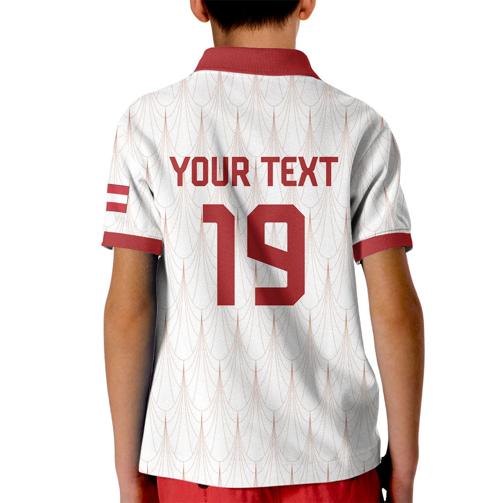 Custom World Football 2026 Austria Kid Polo Shirt Austrian Eagles White Glory