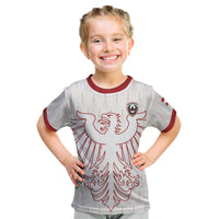 Custom World Football 2026 Austria Kid T Shirt Austrian Eagles White Glory