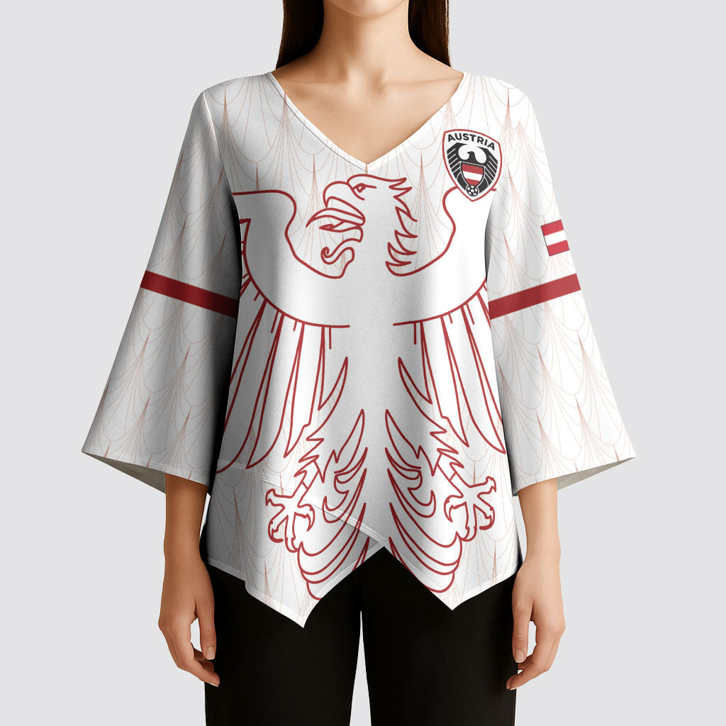 Custom World Football 2026 Austria Kimono Sleeve Blouse Austrian Eagles White Glory