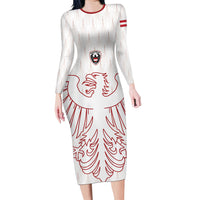 Custom World Football 2026 Austria Long Sleeve Bodycon Dress Austrian Eagles White Glory
