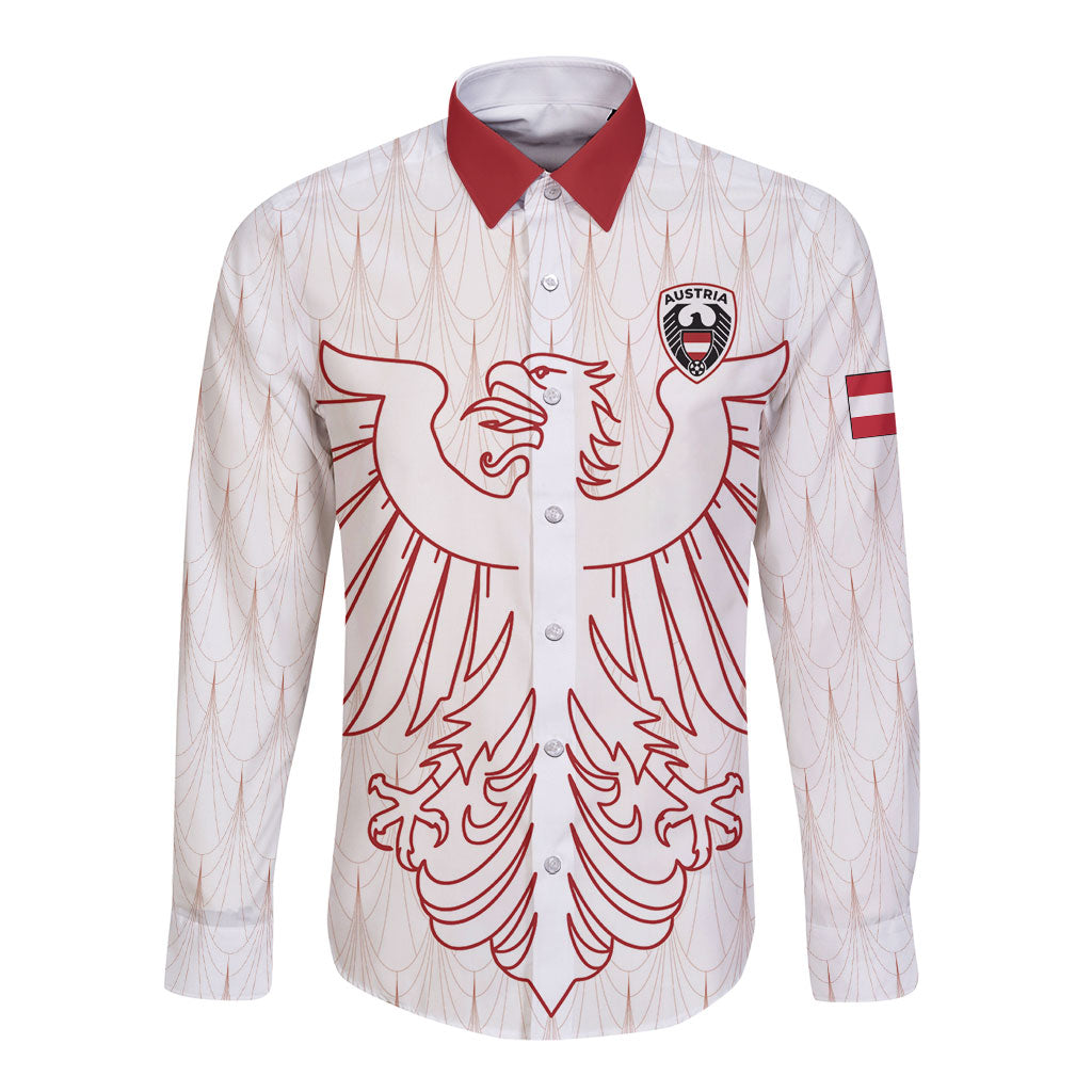 Custom World Football 2026 Austria Long Sleeve Button Shirt Austrian Eagles White Glory