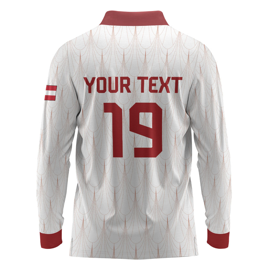Custom World Football 2026 Austria Long Sleeve Polo Shirt Austrian Eagles White Glory
