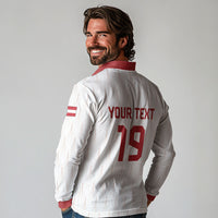 Custom World Football 2026 Austria Long Sleeve Polo Shirt Austrian Eagles White Glory