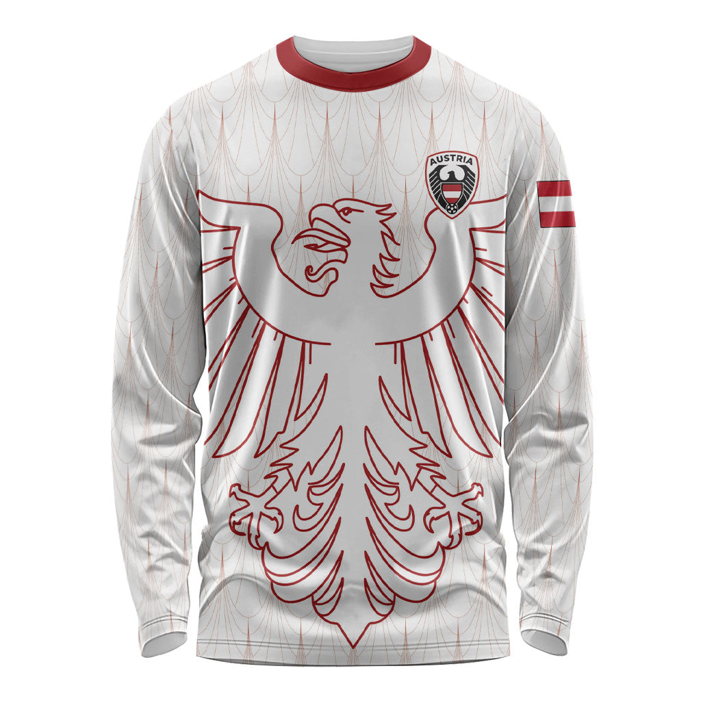 Custom World Football 2026 Austria Long Sleeve Shirt Austrian Eagles White Glory