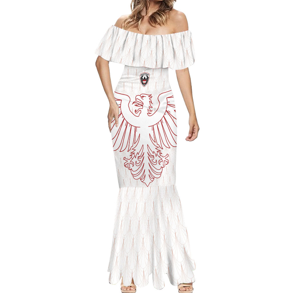 Custom World Football 2026 Austria Mermaid Dress Austrian Eagles White Glory