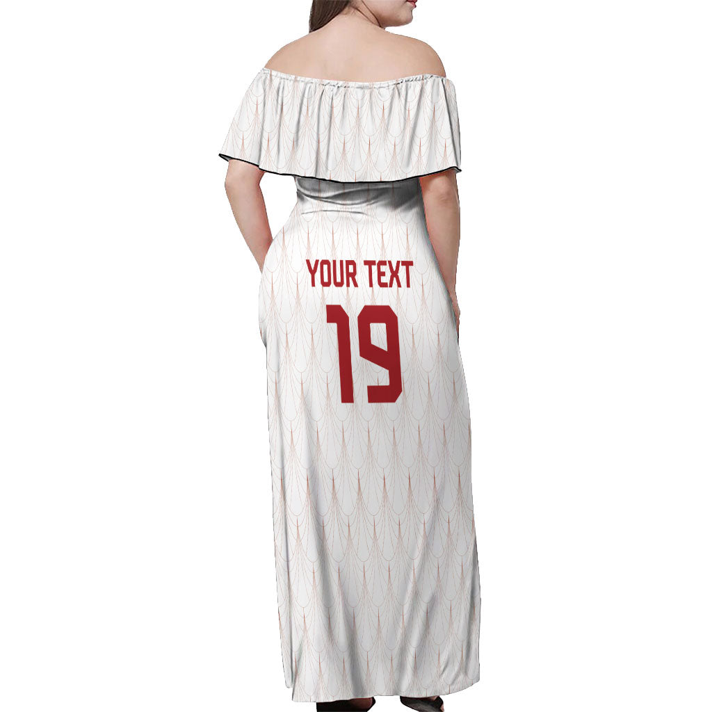 Custom World Football 2026 Austria Off Shoulder Maxi Dress Austrian Eagles White Glory