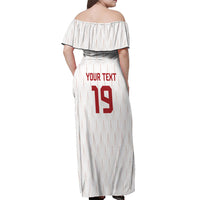 Custom World Football 2026 Austria Off Shoulder Maxi Dress Austrian Eagles White Glory
