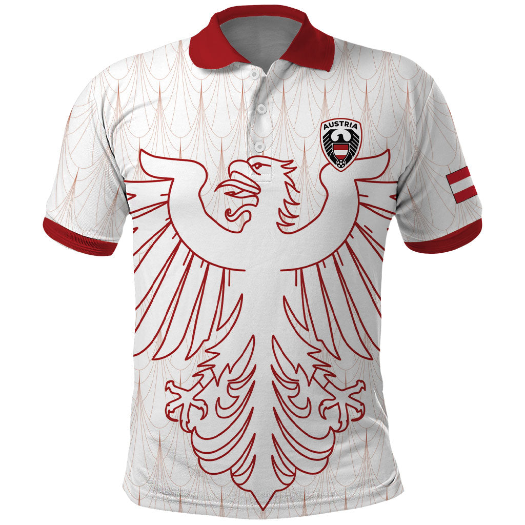 Custom World Football 2026 Austria Polo Shirt Austrian Eagles White Glory