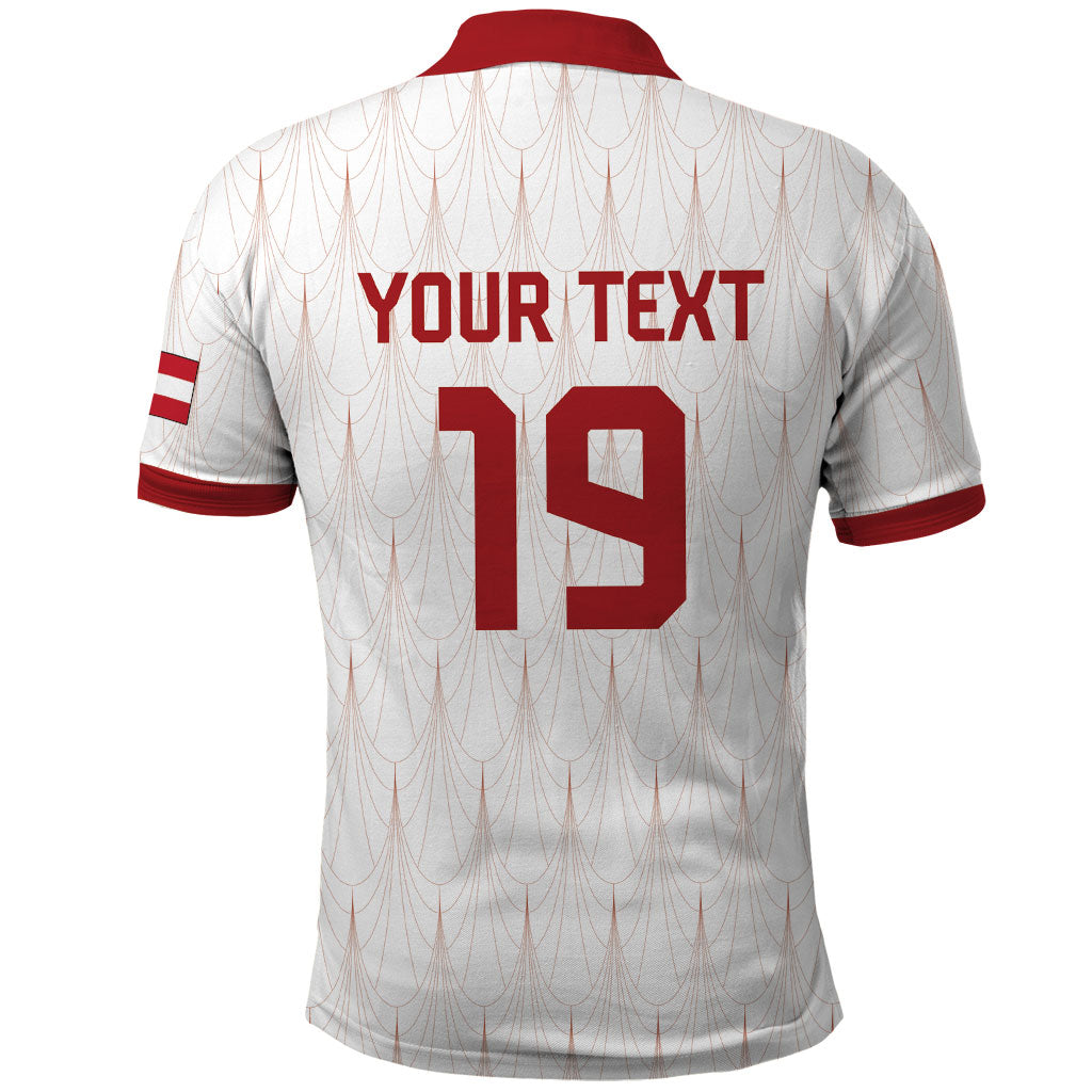 Custom World Football 2026 Austria Polo Shirt Austrian Eagles White Glory