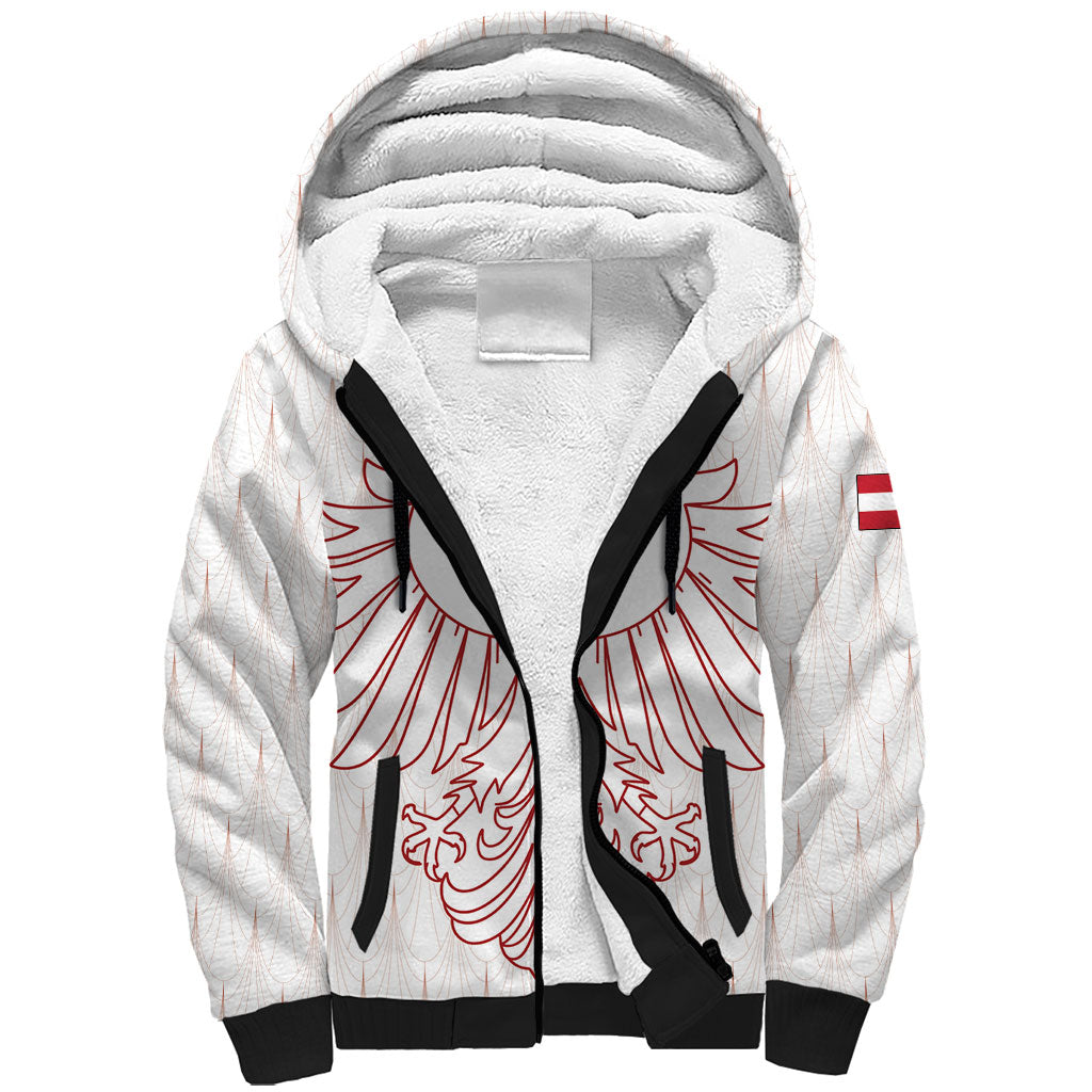 Custom World Football 2026 Austria Sherpa Hoodie Austrian Eagles White Glory