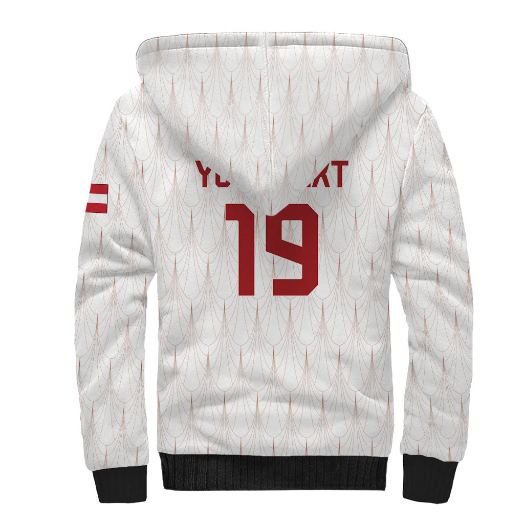 Custom World Football 2026 Austria Sherpa Hoodie Austrian Eagles White Glory